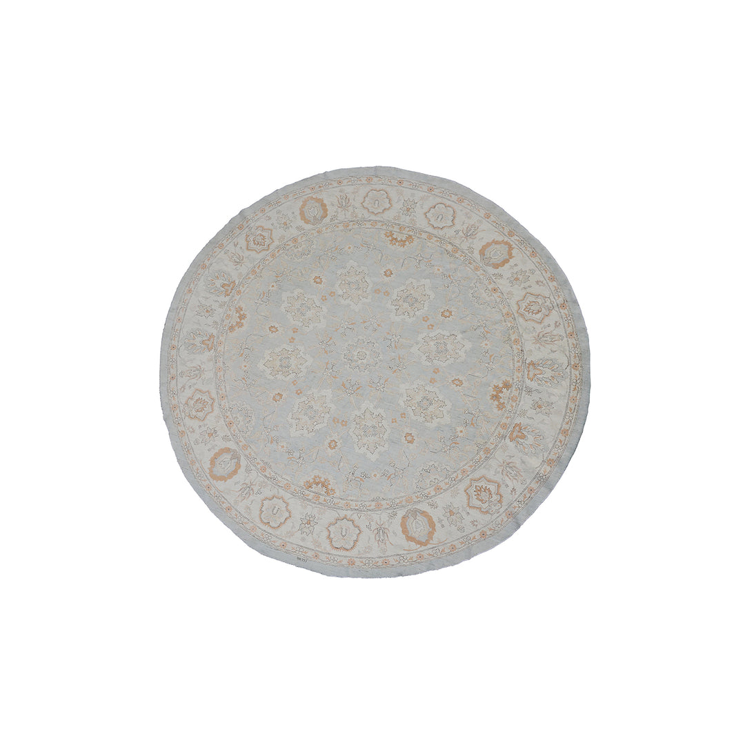 10x10 round soft colors Agra design hand-knotted luxury wool rug from Ariana Rugs