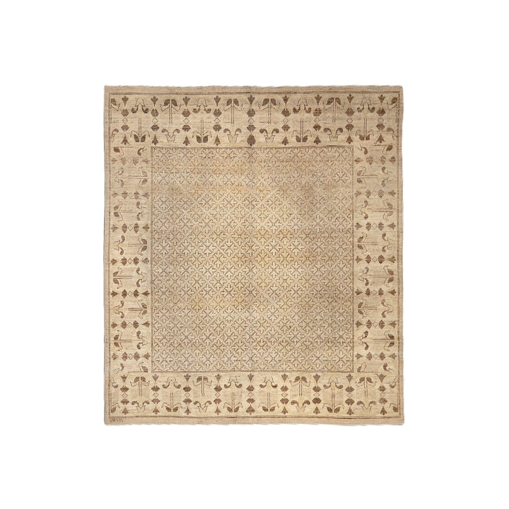 7x7 brown and gold geometric hand-knotted luxury wool rug from the Ariana Traditional Collection by Ariana Rugs