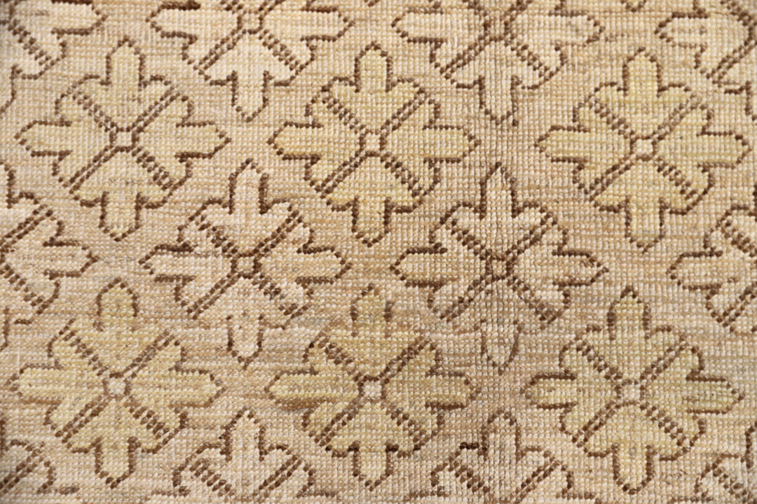 7x7 brown and gold geometric hand-knotted luxury wool rug from the Ariana Traditional Collection by Ariana Rugs