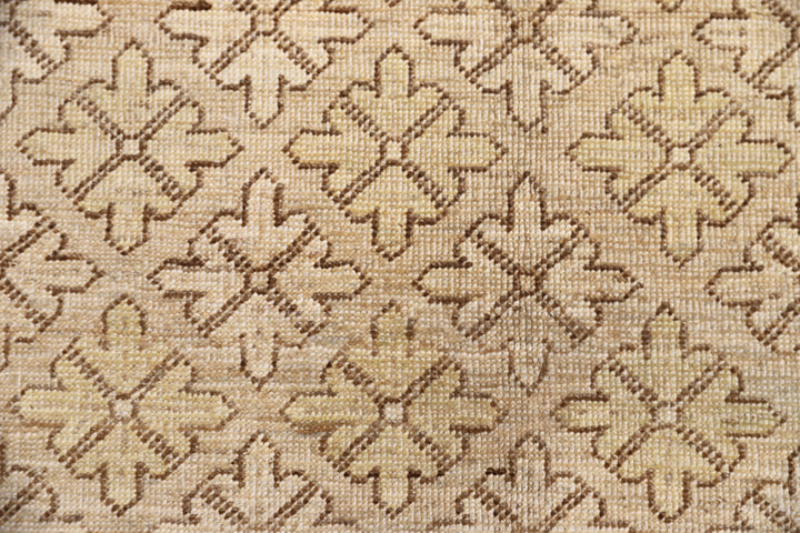 7x7 brown and gold geometric hand-knotted luxury wool rug from the Ariana Traditional Collection by Ariana Rugs