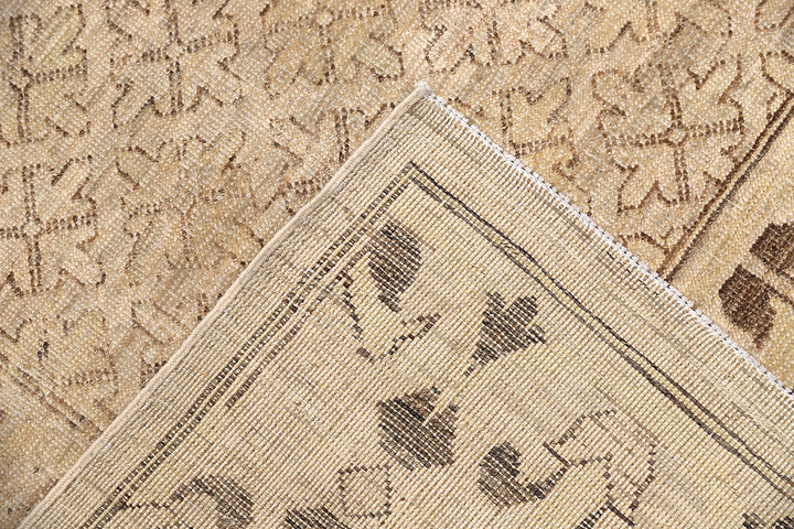 7x7 brown and gold geometric hand-knotted luxury wool rug from the Ariana Traditional Collection by Ariana Rugs