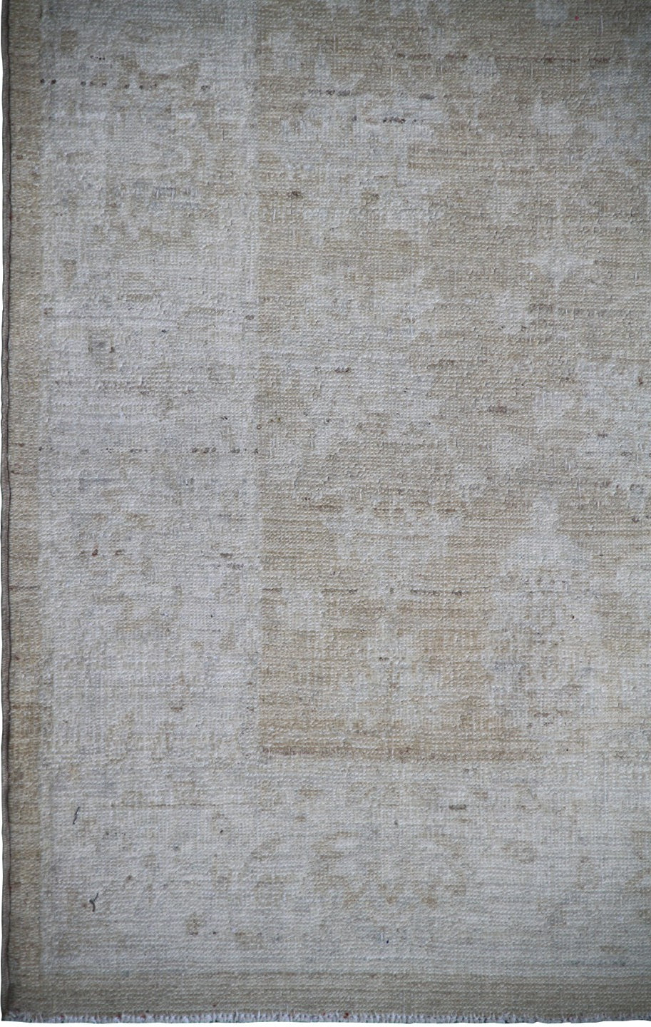 Elevated detail view of an authentic 7'5" x 3'1" Ariana traditional hand-knotted wool runner rug showcasing delicate floral patterns in a soft, elegant color palette.