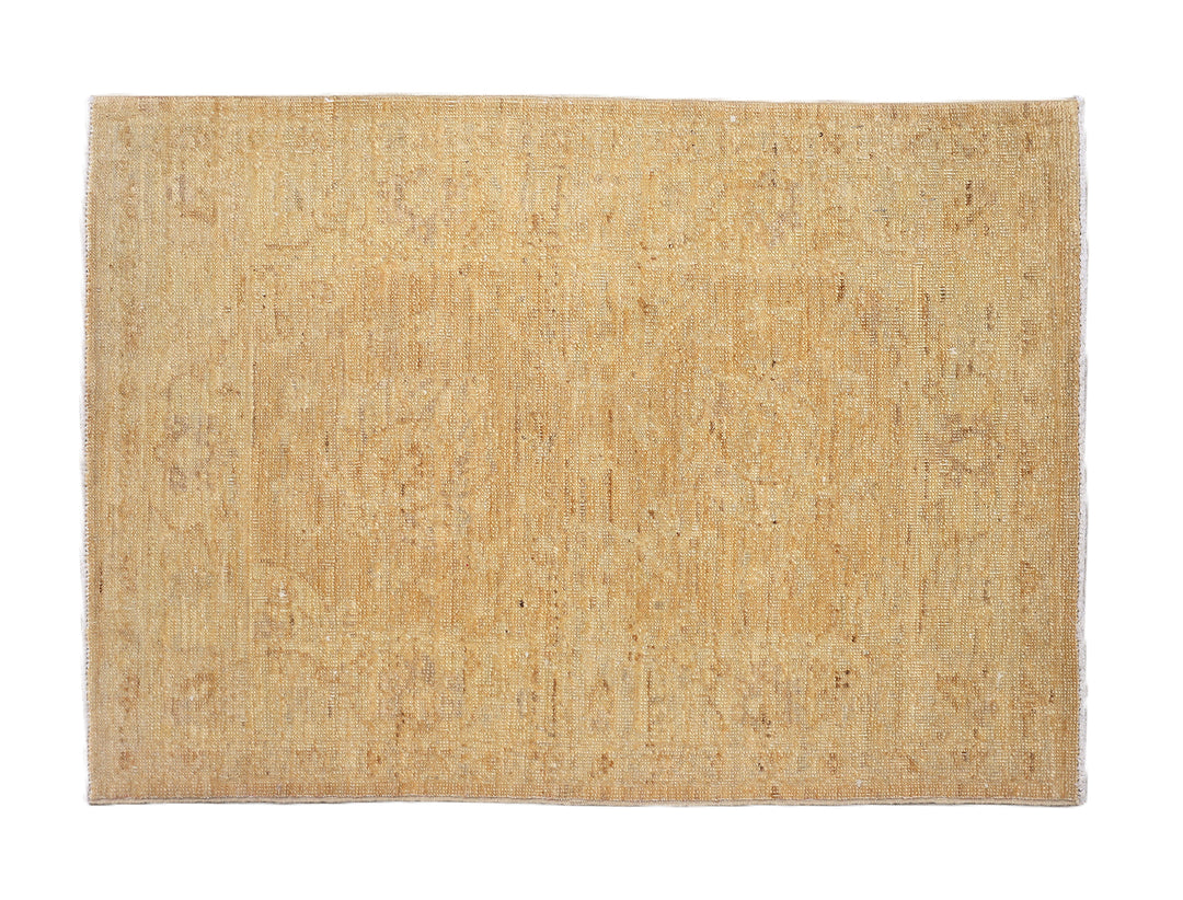 2x3 soft gold Tabriz design small hand-knotted wool rug from the Ariana Traditional Collection by Ariana Rugs