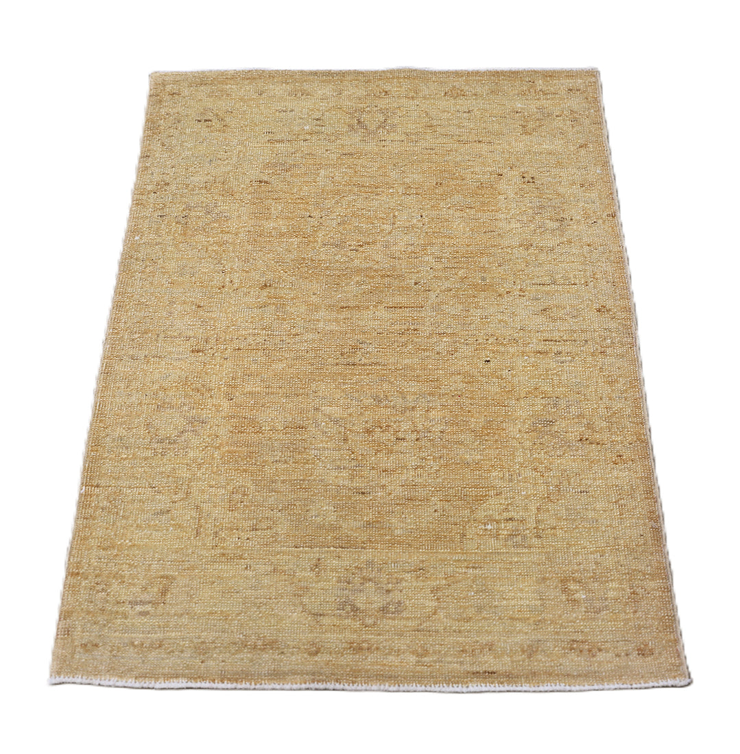 2x3 soft gold Tabriz design small hand-knotted wool rug from the Ariana Traditional Collection by Ariana Rugs