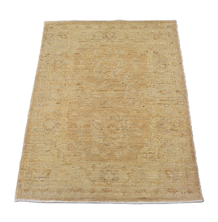 2x3 soft gold Tabriz design small hand-knotted wool rug from the Ariana Traditional Collection by Ariana Rugs