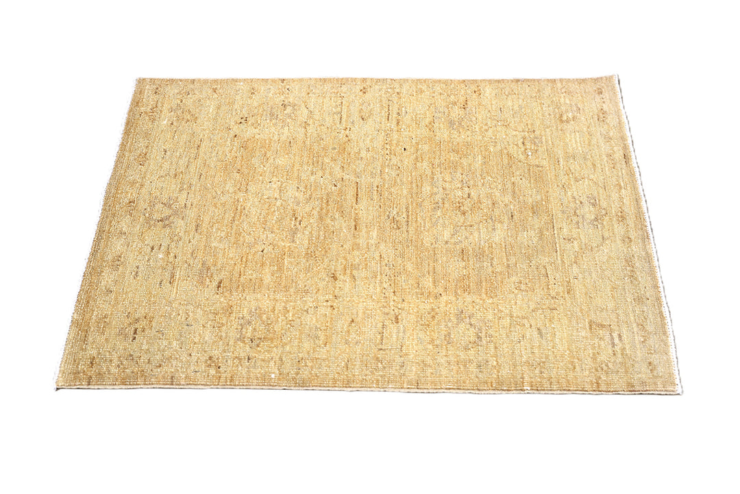 2x3 soft gold Tabriz design small hand-knotted wool rug from the Ariana Traditional Collection by Ariana Rugs
