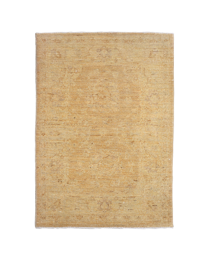 2x3 soft gold Tabriz design small hand-knotted wool rug from the Ariana Traditional Collection by Ariana Rugs