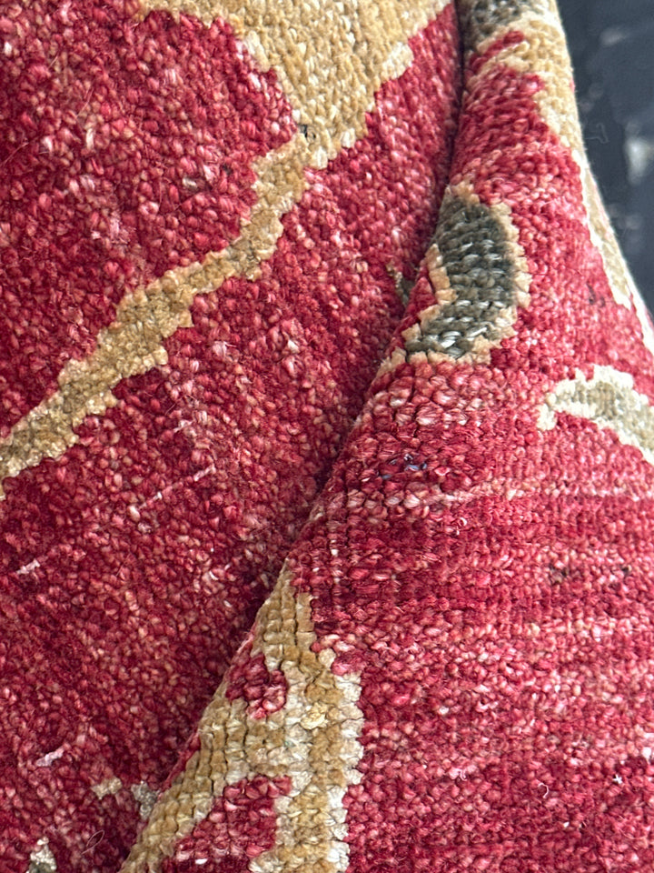 Ariana Rugs Original Square Ottoman Traditional Gold Red