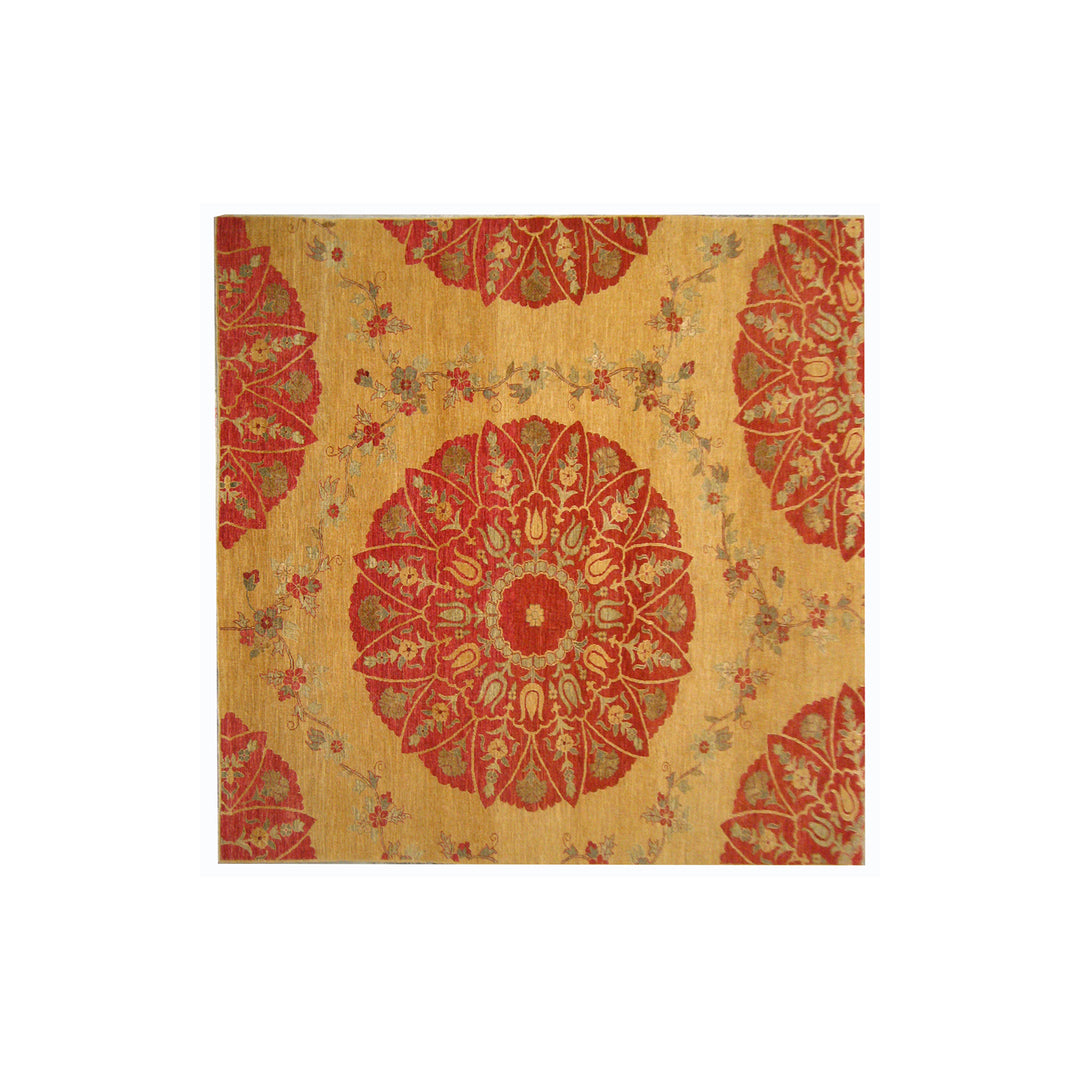Ariana Rugs Original Square Ottoman Traditional Gold Red