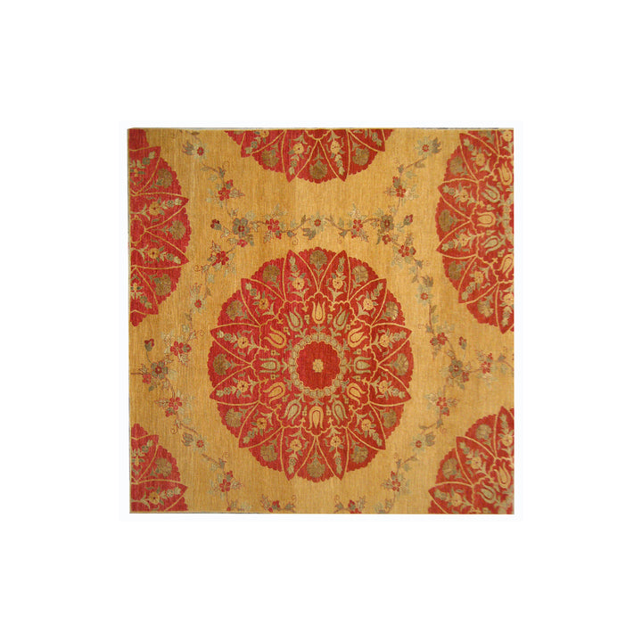 Ariana Rugs Original Square Ottoman Traditional Gold Red