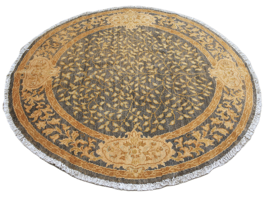Ariana Traditional Transitional Collection 5x5 Round Tree of Life Wool Rug