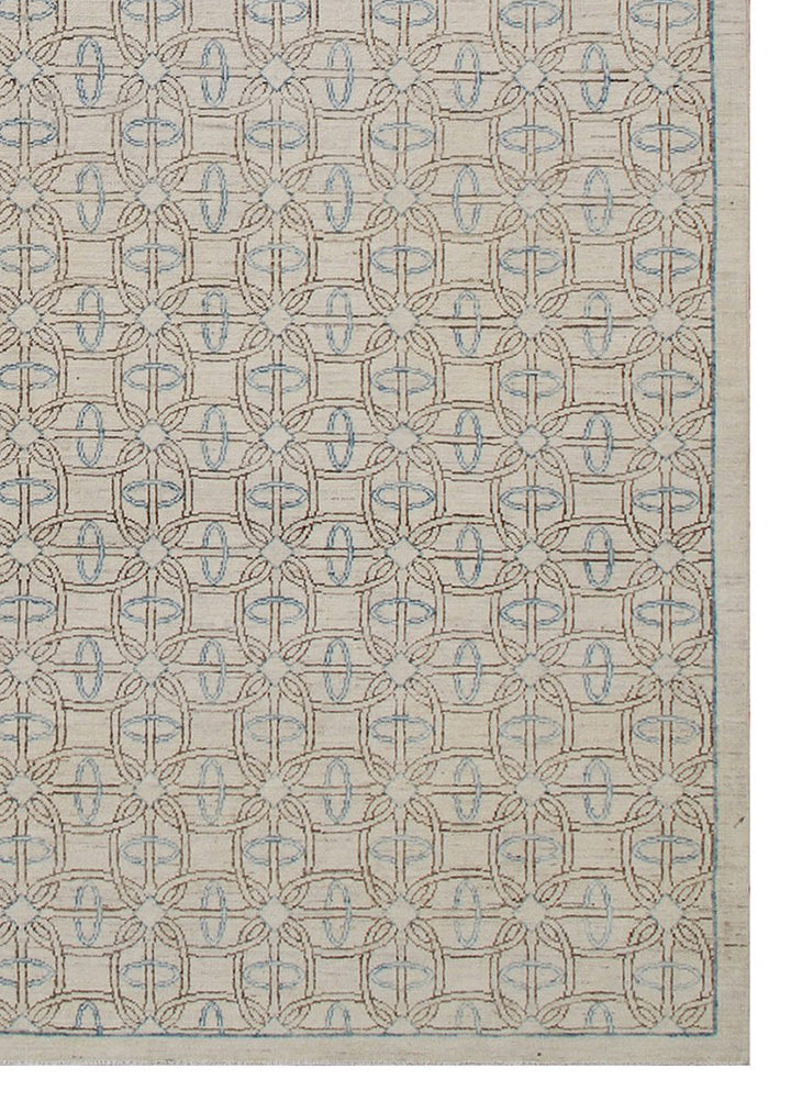 Ariana Transitional Modern Ivory and Blue Rug