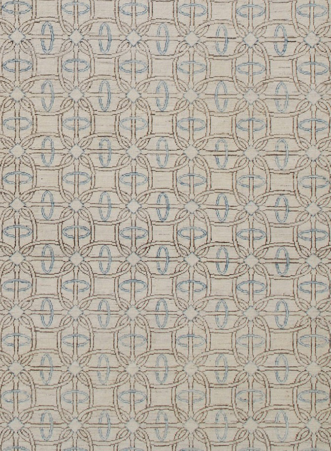 Ariana Transitional Modern Ivory and Blue Rug