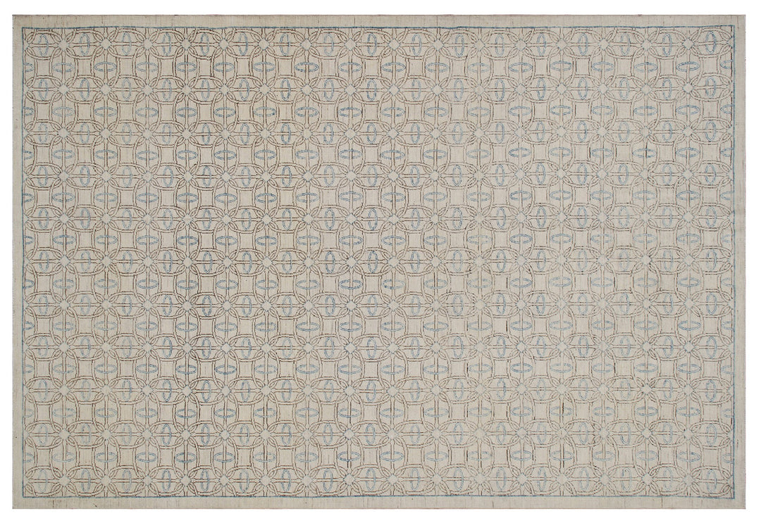 Ariana Transitional Modern Ivory and Blue Rug