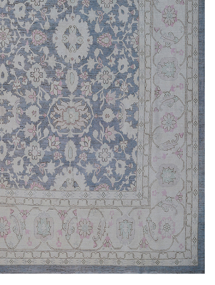 Extra-large 13'x16' hand-knotted Ariana Transitional rug with a fine Zigler Mahal design in wool and cotton.