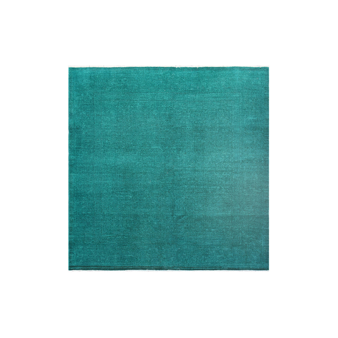 Ariana Rugs 5x5 Contemporary Teal Green Overdyed Hand-Knotted Wool Rug