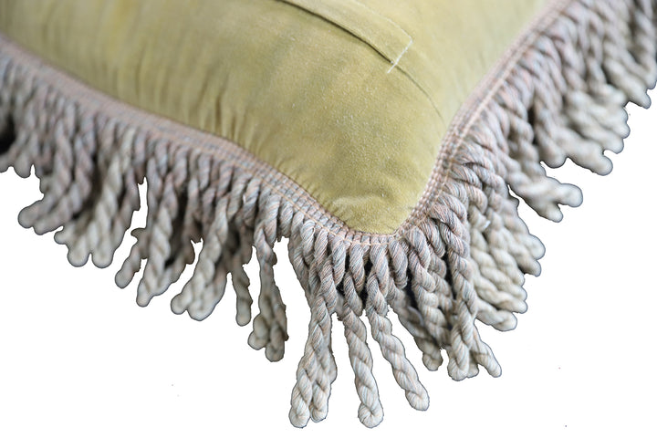 Handmade 18x18 beige and tan wool Aubusson pillowcase by Ariana Rugs West Hollywood