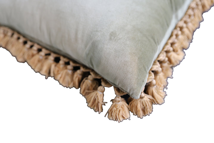 Handmade 18x20 brown and pink floral wool Bessarabian style kilim pillow with tassels by Ariana Rugs West Hollywood