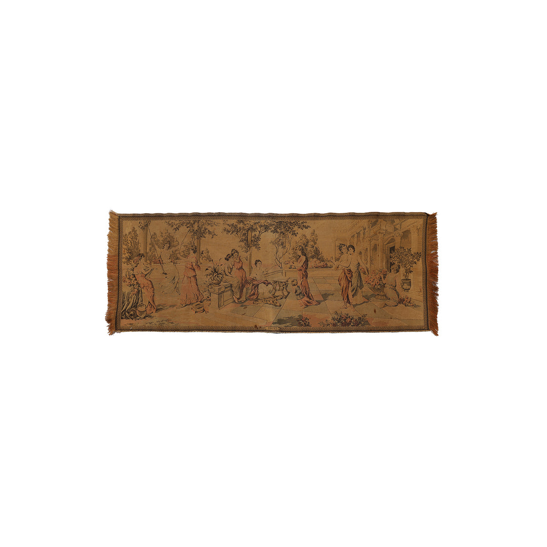 Early 20th-century machine-made French floral tapestry measuring 2 feet by 4 feet