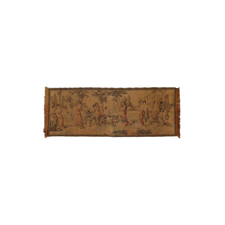 Early 20th-century machine-made French floral tapestry measuring 2 feet by 4 feet
