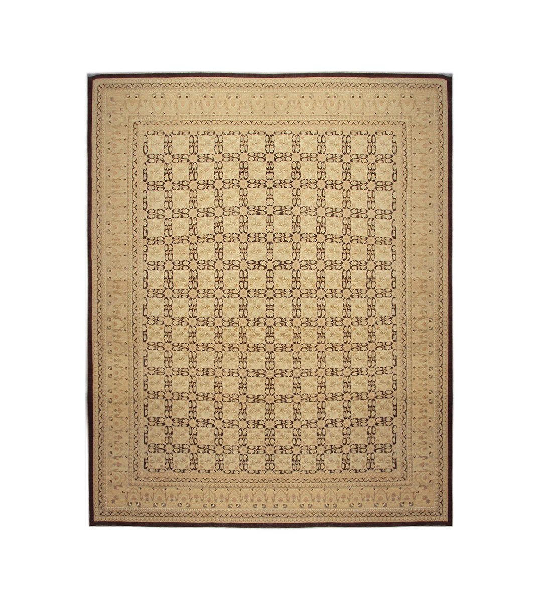 20'8" x 16'6" Extra Large Ariana Traditional Wool Area Rug in Deep Chocolate Brown and Warm Gold Accents by Ariana Rugs West Hollywood