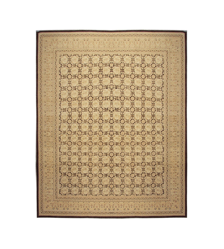 20'8" x 16'6" Extra Large Ariana Traditional Wool Area Rug in Deep Chocolate Brown and Warm Gold Accents by Ariana Rugs West Hollywood