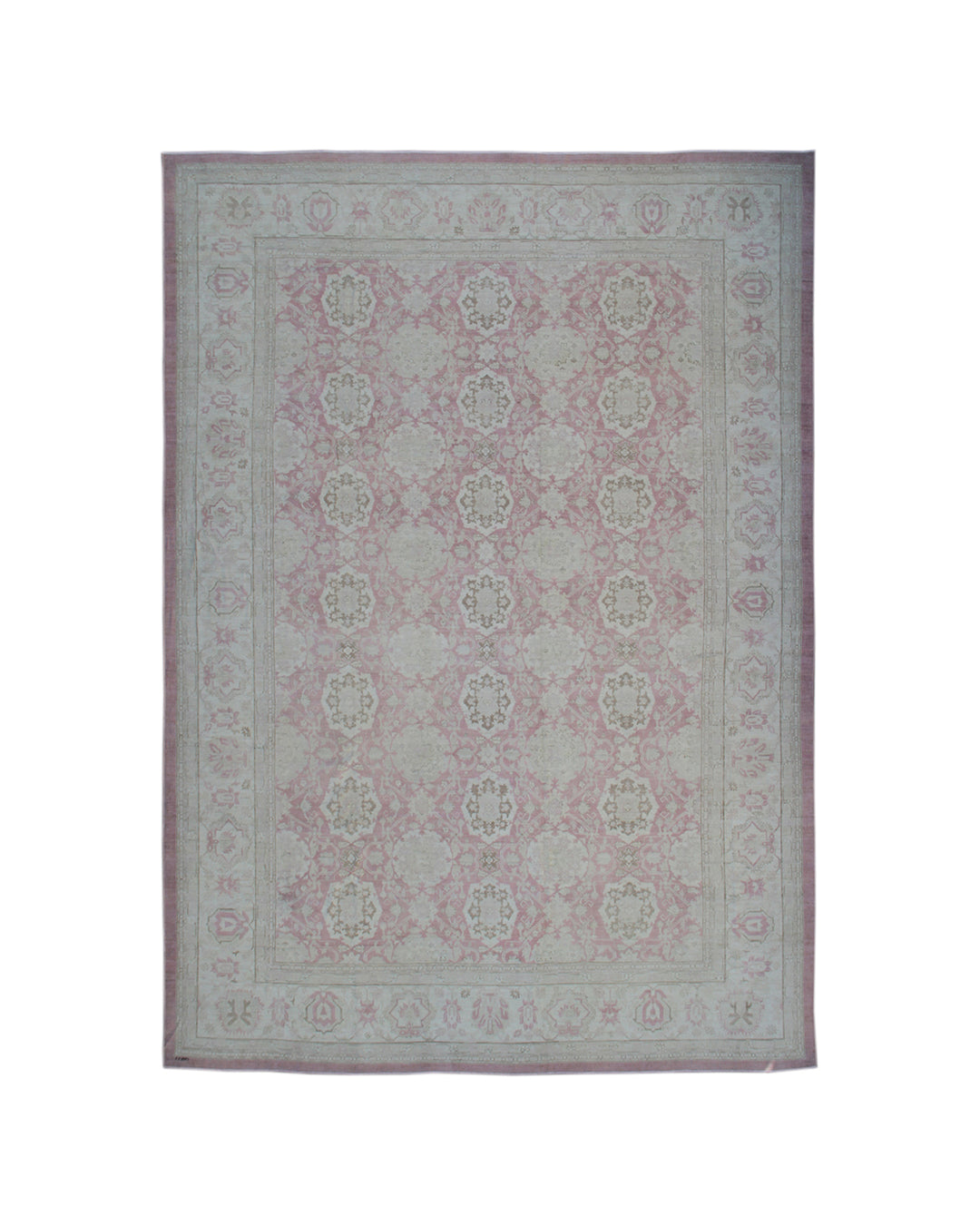 Large 12'x17' Ariana Traditional rug with Pink Agra 505 design, hand-knotted wool from Afghanistan.