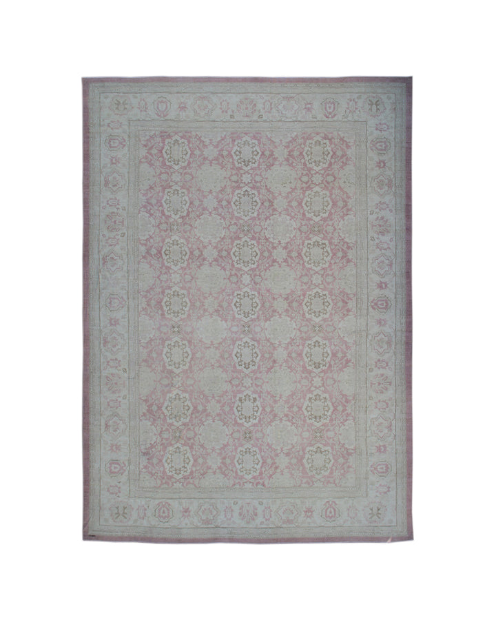 Large 12'x17' Ariana Traditional rug with Pink Agra 505 design, hand-knotted wool from Afghanistan.