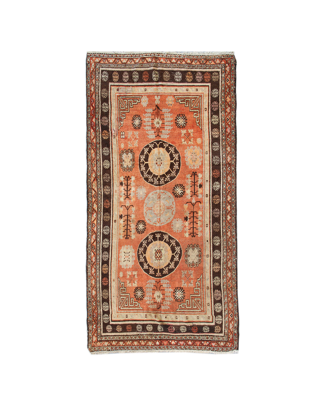 6x10 Fine Handmade Early 20th Century Antique Khotan Samarkand Wool Area Rug in Orange with Pomegranate Tree of Life Motifs by Ariana Rugs