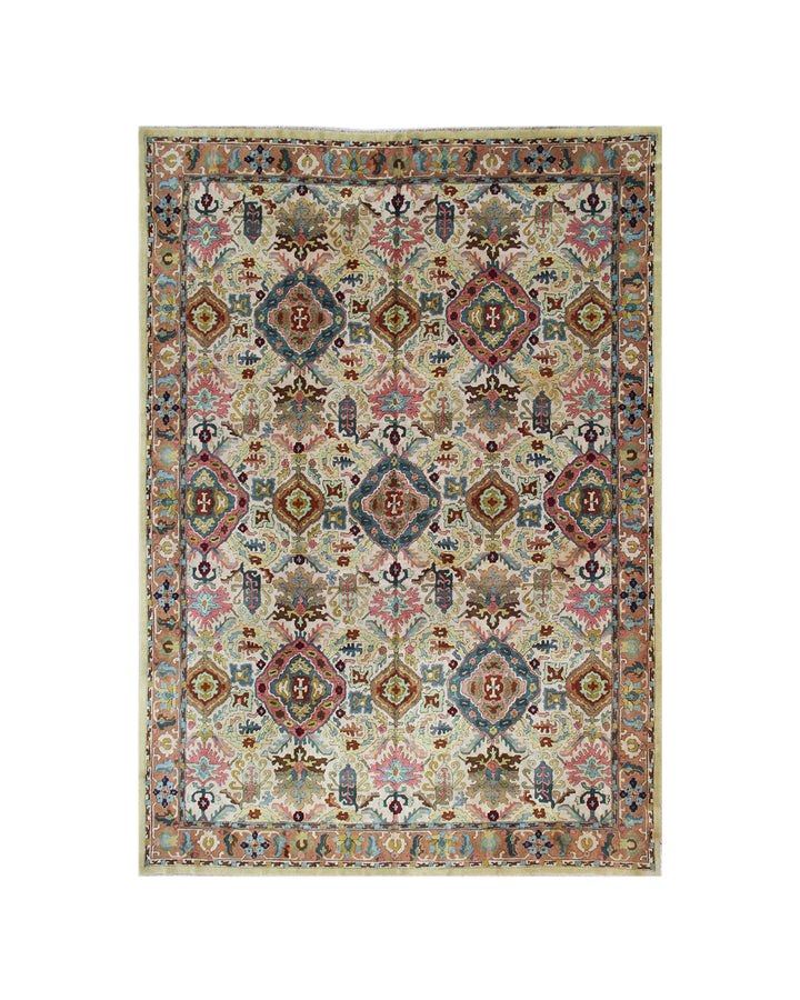Fine Tetex German Rug | 8x10 Caucasian Design | Antique Tufted Wool