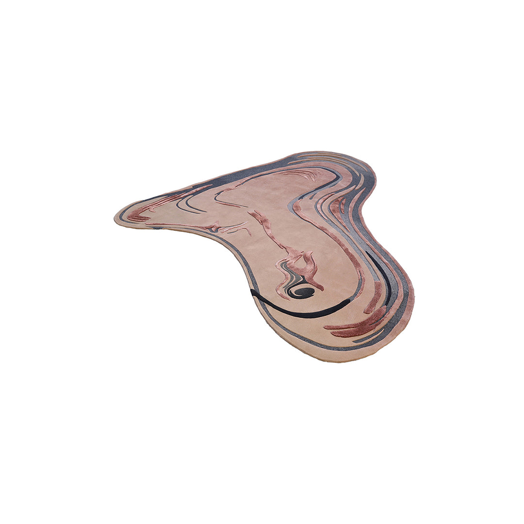 Modern hand-tufted wool and viscose rug named Flamingo, featuring an organic sculptural shape in a designer collaboration by Gulla Jónsdóttir and Ariana Rugs