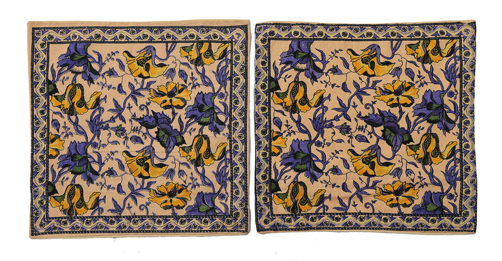 Hand Block Printed Indian Botanical Pillowcase Pair