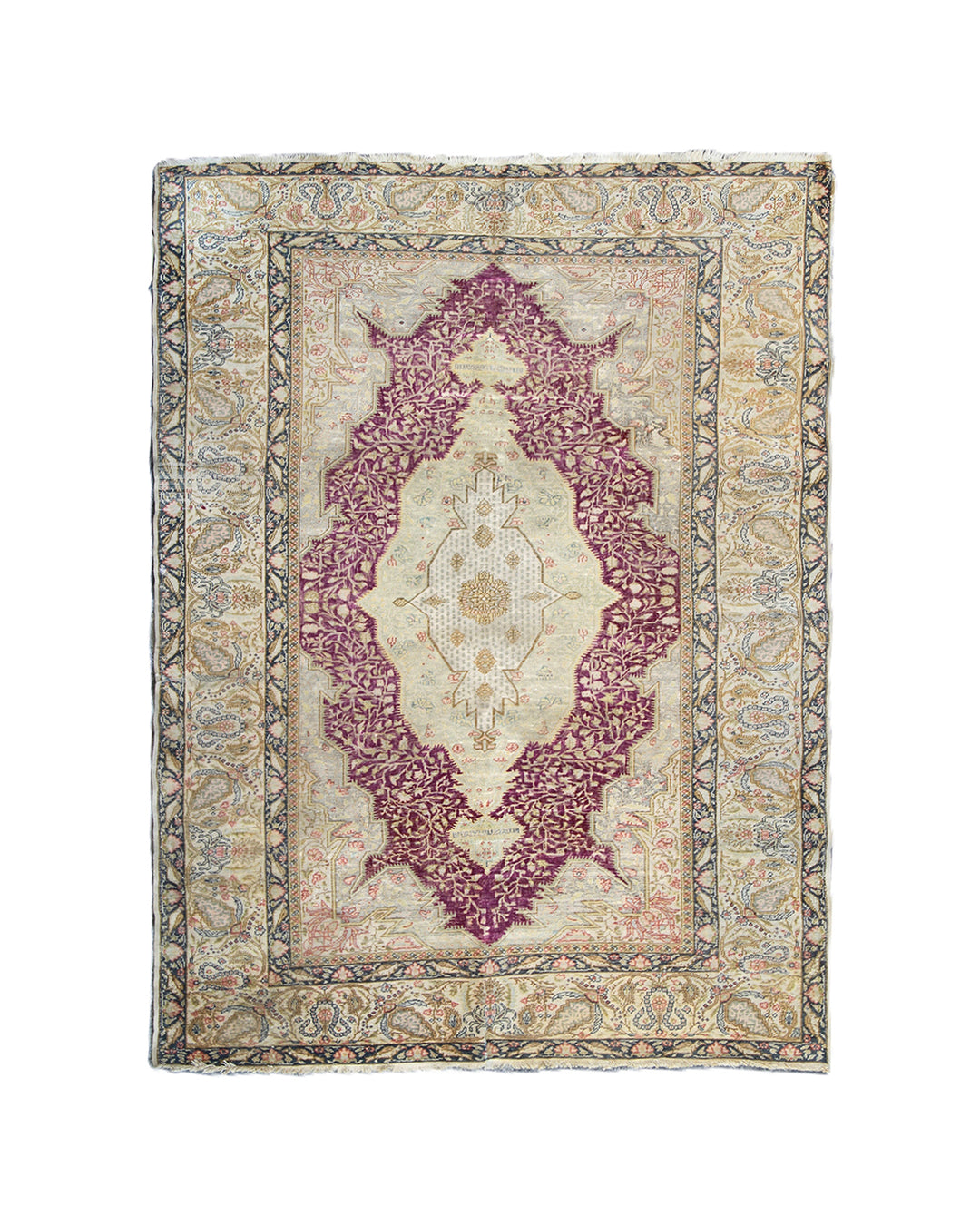 Hand-Knotted Antique Turkish Medallion Rug – 4’ x 5’