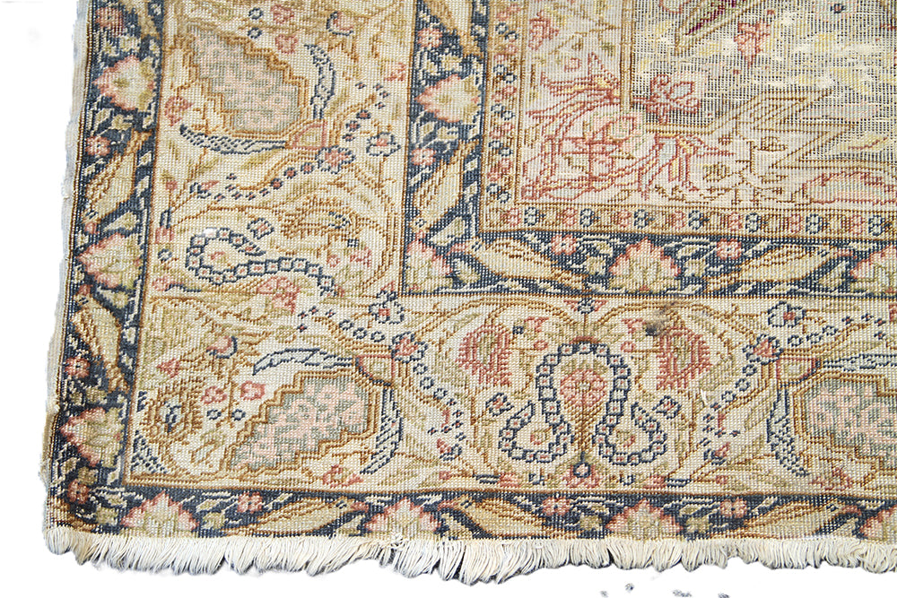 Hand-Knotted Antique Turkish Medallion Rug – 4’ x 5’