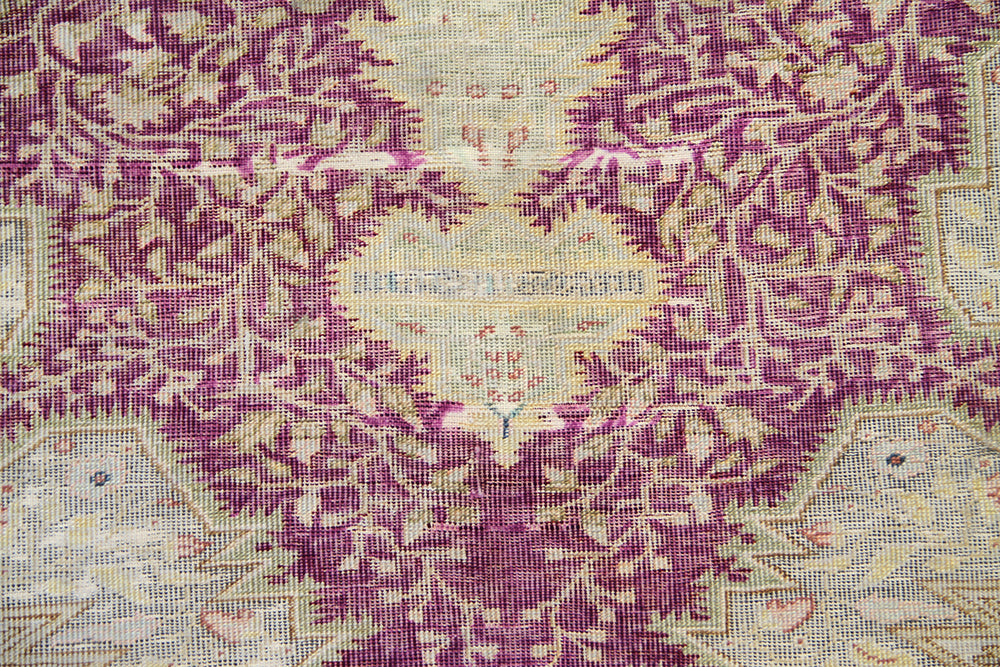 Hand-Knotted Antique Turkish Medallion Rug – 4’ x 5’