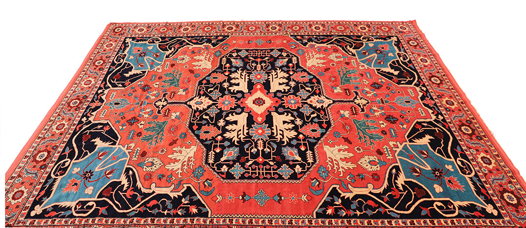 10'x12' Hand-Knotted in Herat | Timeless Geometric Elegance | Persian Serapi Rug 