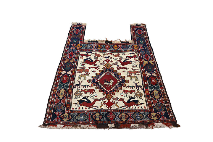 Handwoven Wool Horse Cover | Soumak Animal & Floral Textile