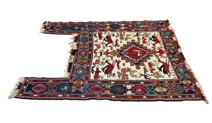Handwoven Wool Horse Cover | Soumak Animal & Floral Textile