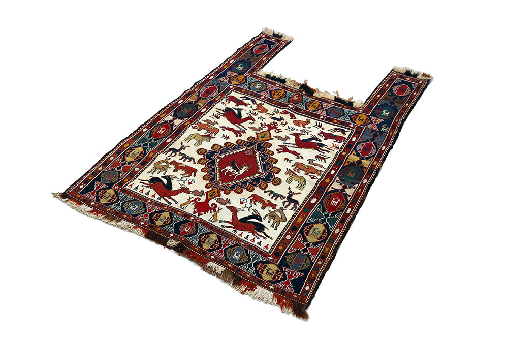 Handwoven Wool Horse Cover | Soumak Animal & Floral Textile