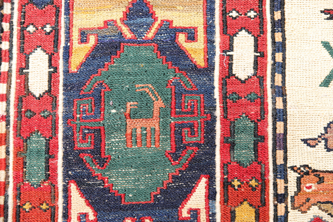 Handwoven Wool Horse Cover | Soumak Animal & Floral Textile