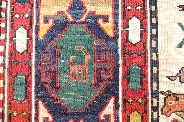 Handwoven Wool Horse Cover | Soumak Animal & Floral Textile