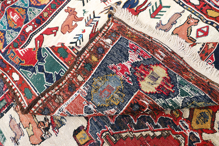 Handwoven Wool Horse Cover | Soumak Animal & Floral Textile