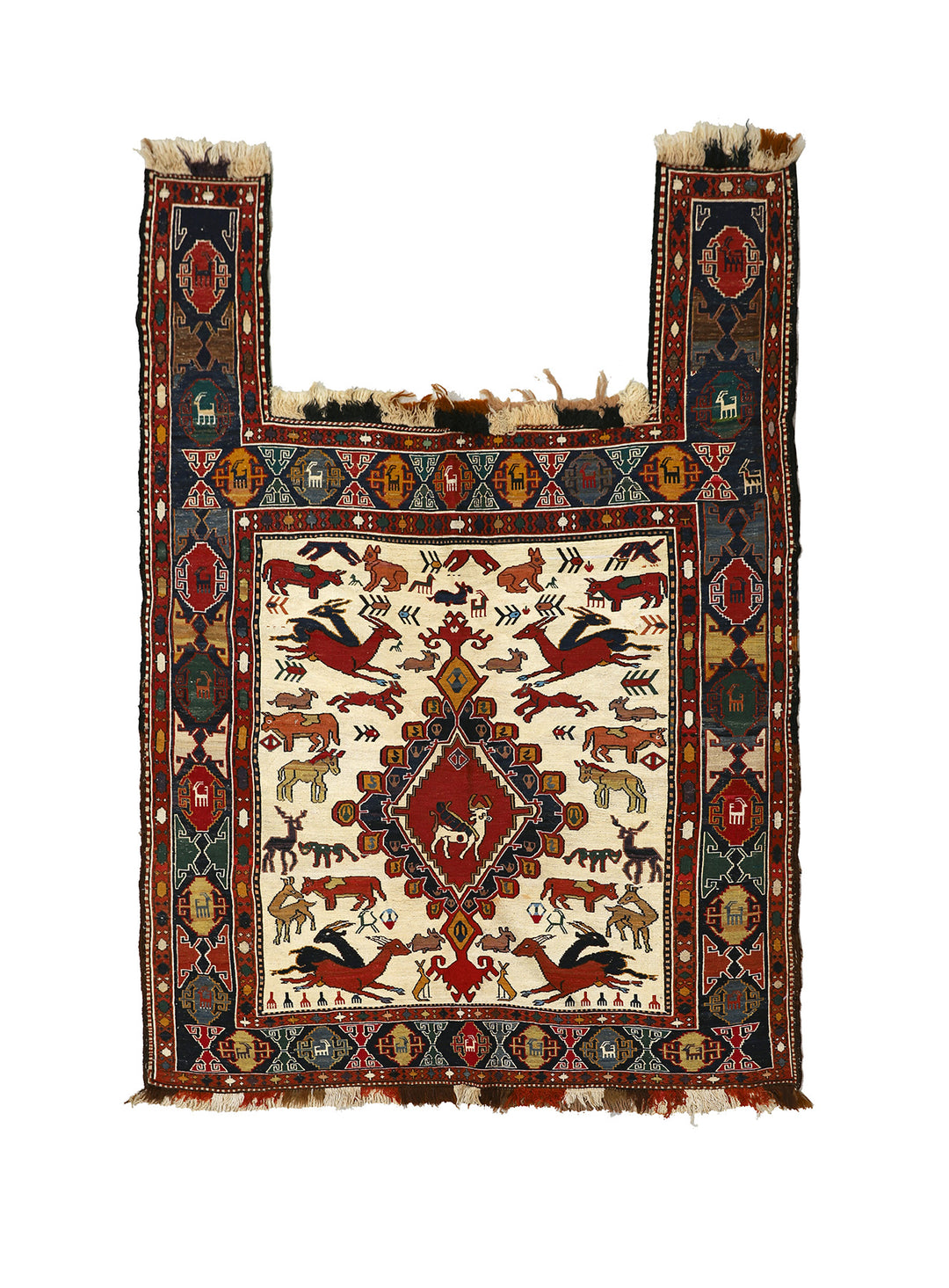 Handwoven Wool Horse Cover | Soumak Animal & Floral Textile