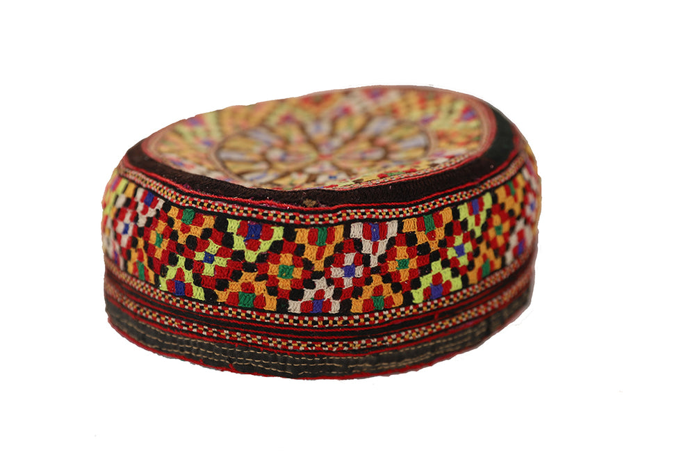 Hat | Afghanistan Turkmen Ersary Tribal Hat | Handcrafted Vintage Heritage | Multicolor