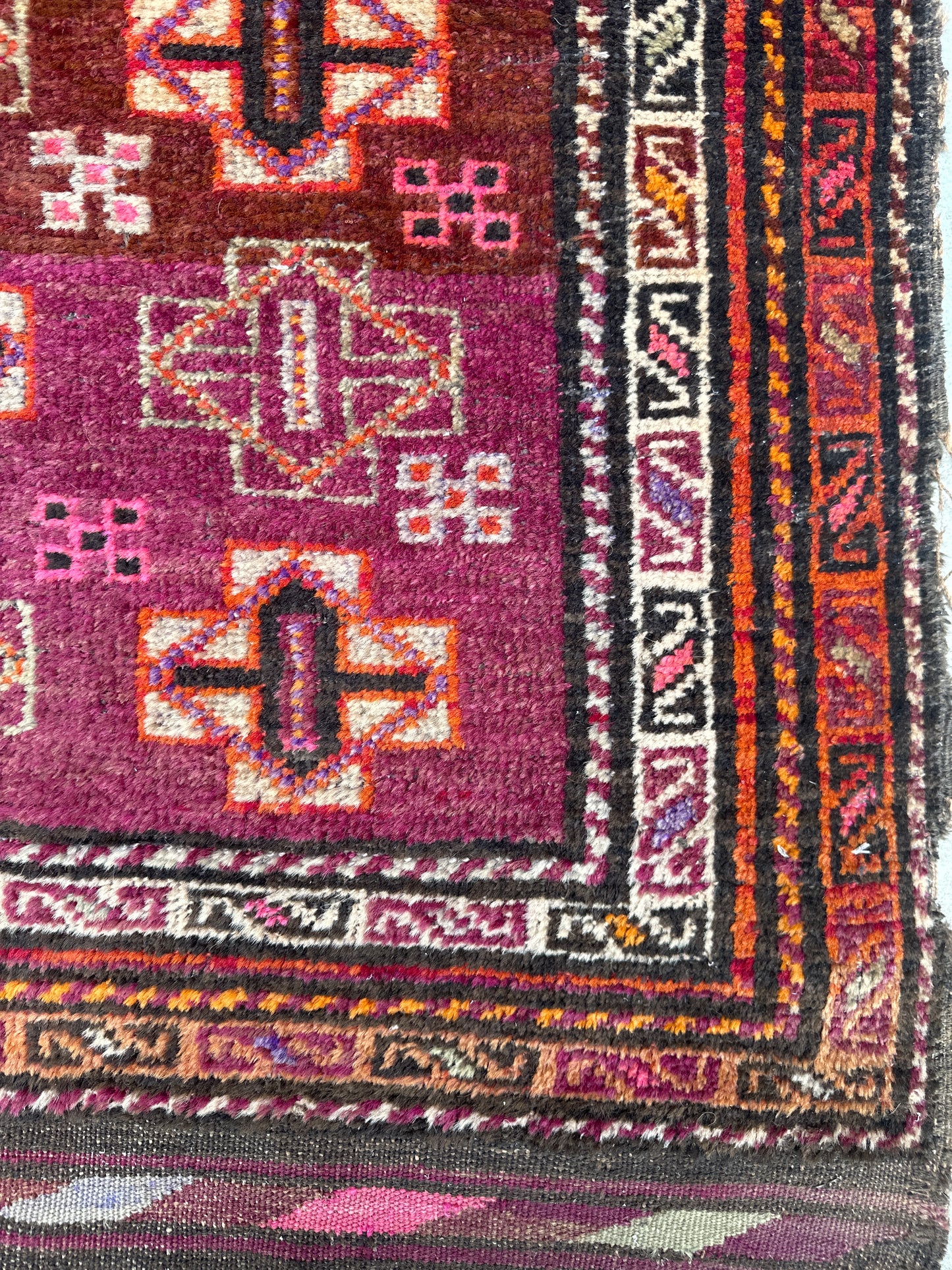 2’x4’ Vintage Tribal Baluch Lady Prayer Rug