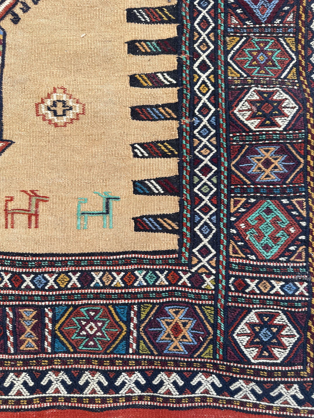 3'x6' Hand-woven Kilim with Soumak Embroidry Baluch Eastern Persian Rug