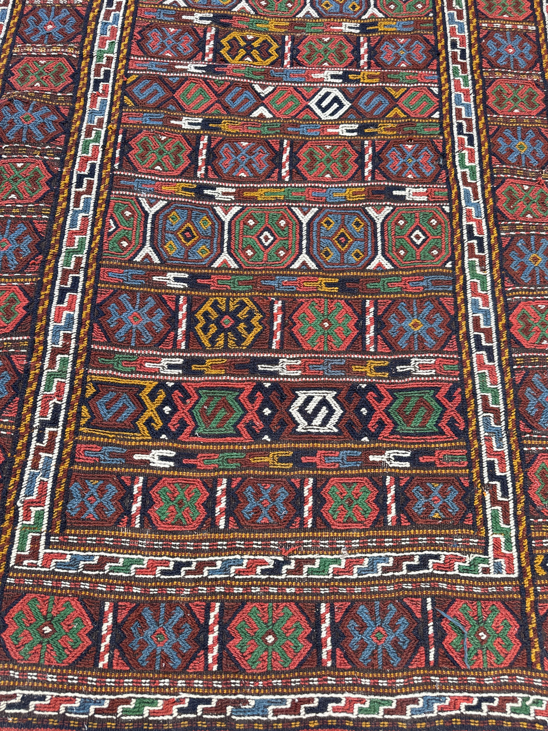 4’x6’ Tribal Oersian Qutchan Embroidered Soumak Kilim
