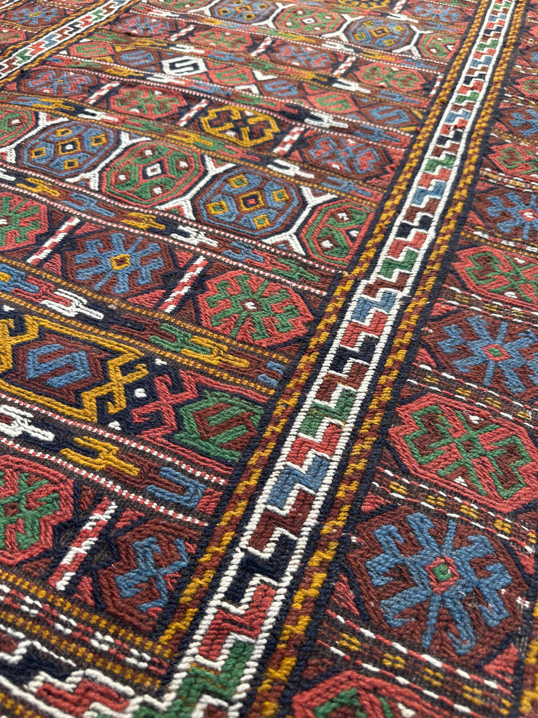 4’x6’ Tribal Oersian Qutchan Embroidered Soumak Kilim
