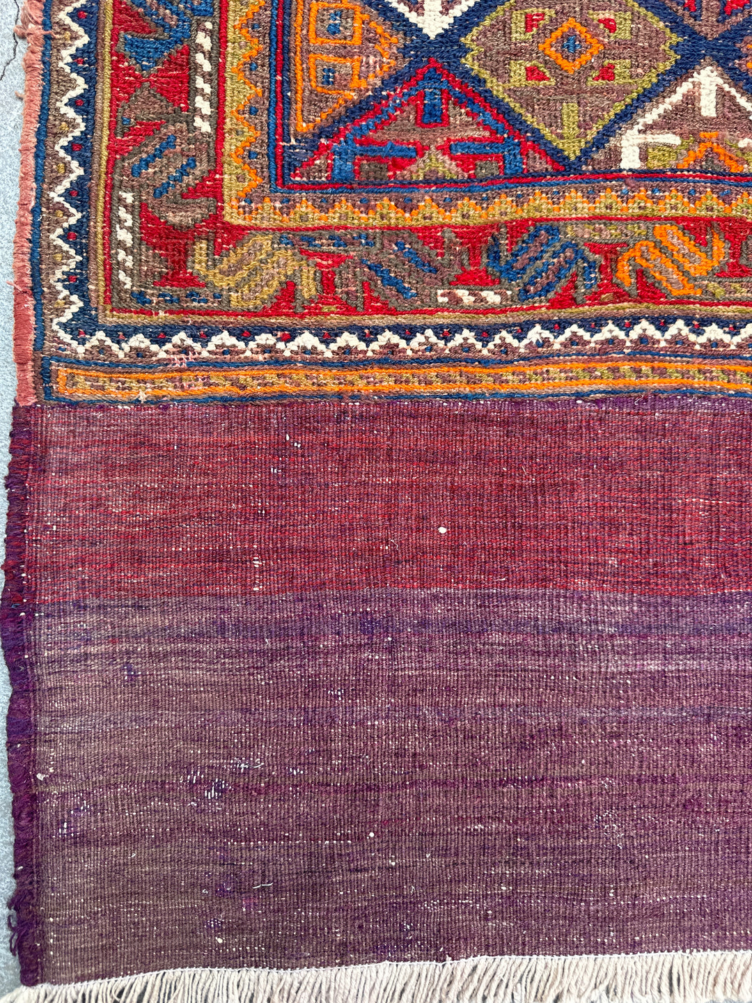 4'x5' Caucasian or Persian Kurdish Tribal Storage Bag Face Kilim