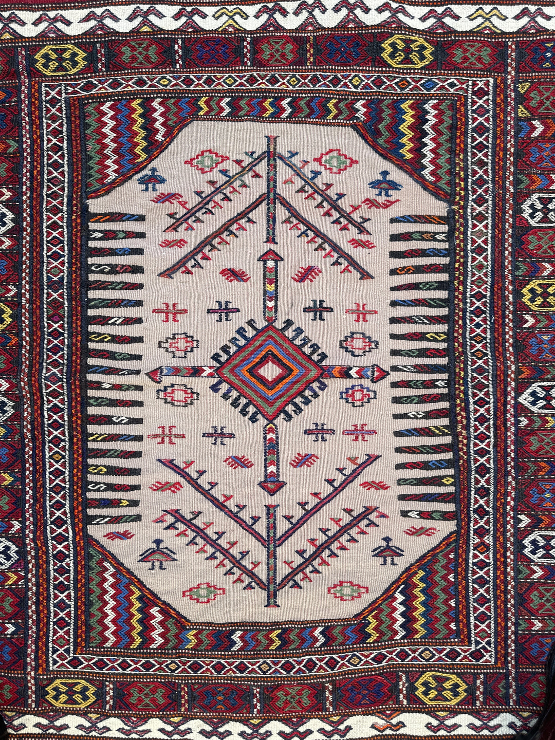 3'x4' Handwoven Embroidered Qutchan Small Sofreh Kilim Tribal Rug